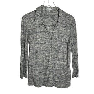 JAMES PERSE melange button down shirt long sleeve womens size 3 heather gray